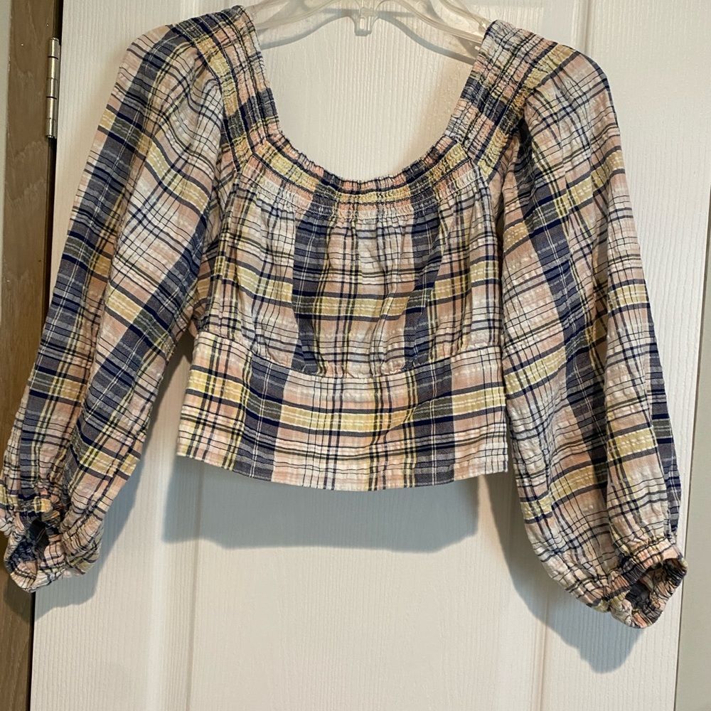 Arizona Women’s Blouse Renaissance Regency 100% Cotton Cowgirl sz M Plaid Gypsy